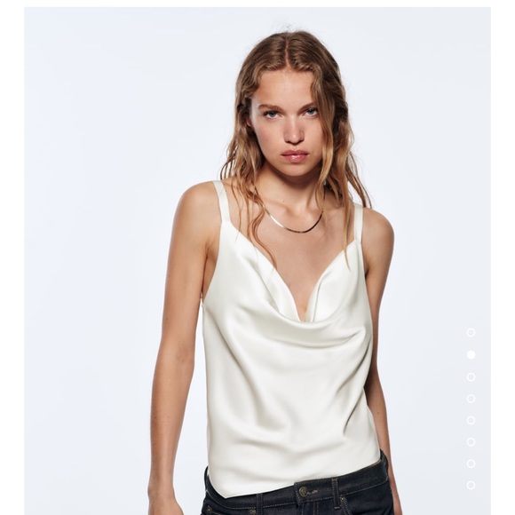 Zara Tops - ZARA SATIN EFFECT FLUID NECK TOP